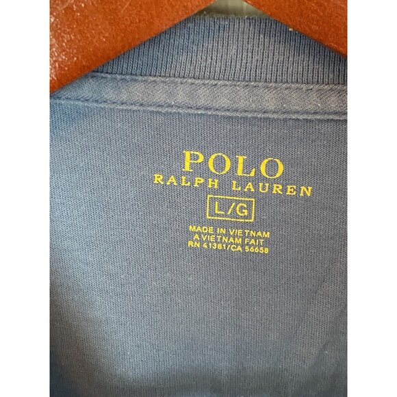 Polo Ralph Lauren V-Neck Blue S/S T-Shirt Men's Size L Basic Tee Cotton - Picture 8 of 8